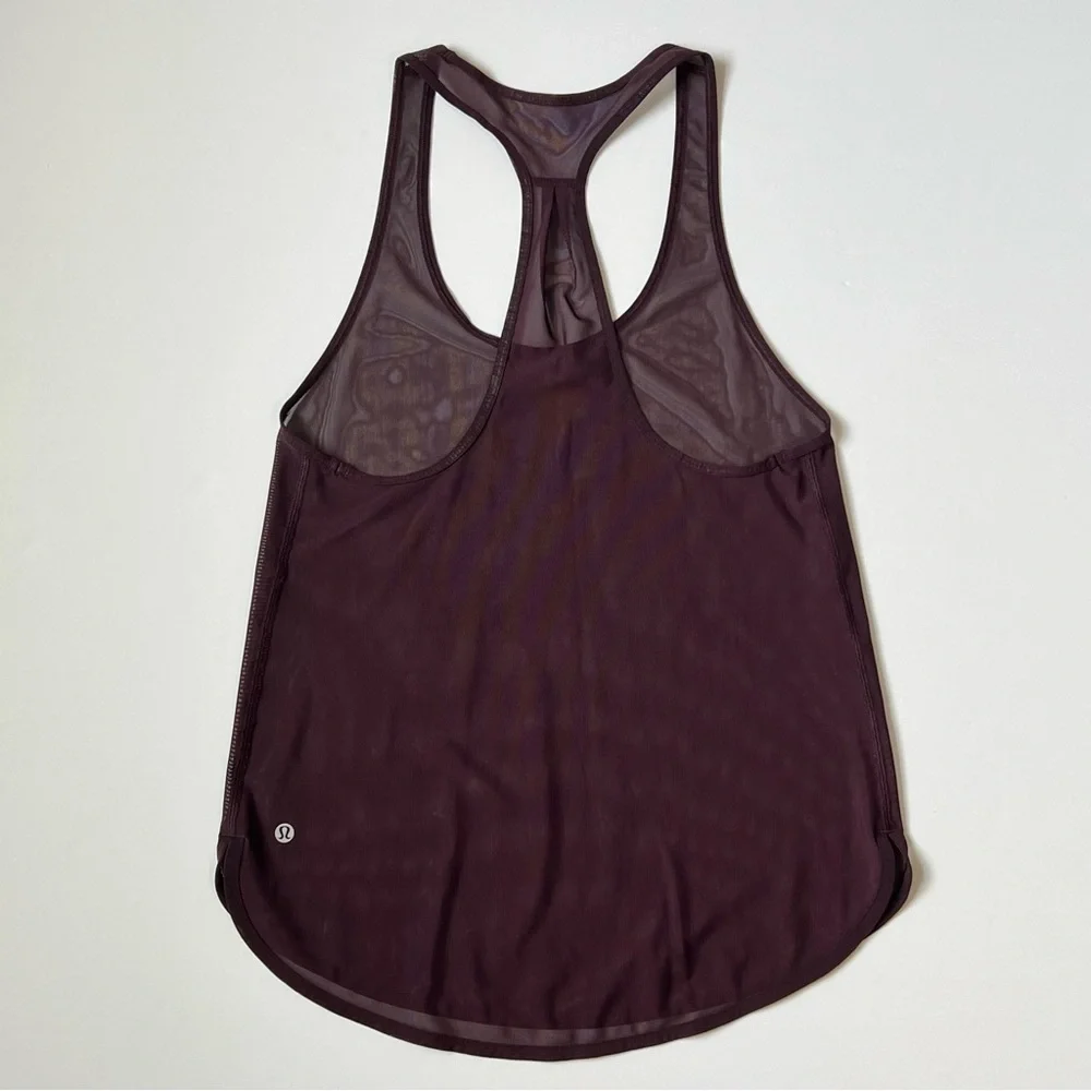 Lululemon 105 Singlet Tank Top *Mesh Burgundy Purple 6/S/Small Racerback Sheer - Picture 5 of 9